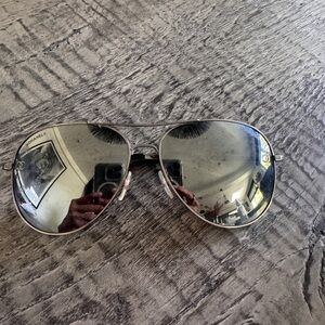 CHANEL Reflective Silver Aviator Sunglasses